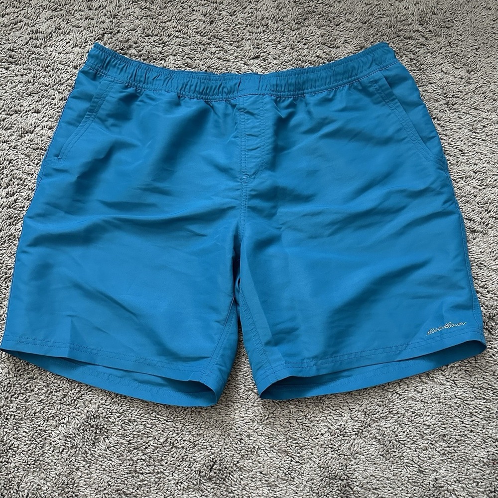 Eddie Bauer Travex Swim Trunks Men's 2XL Blue Drawstring Bathing Suit